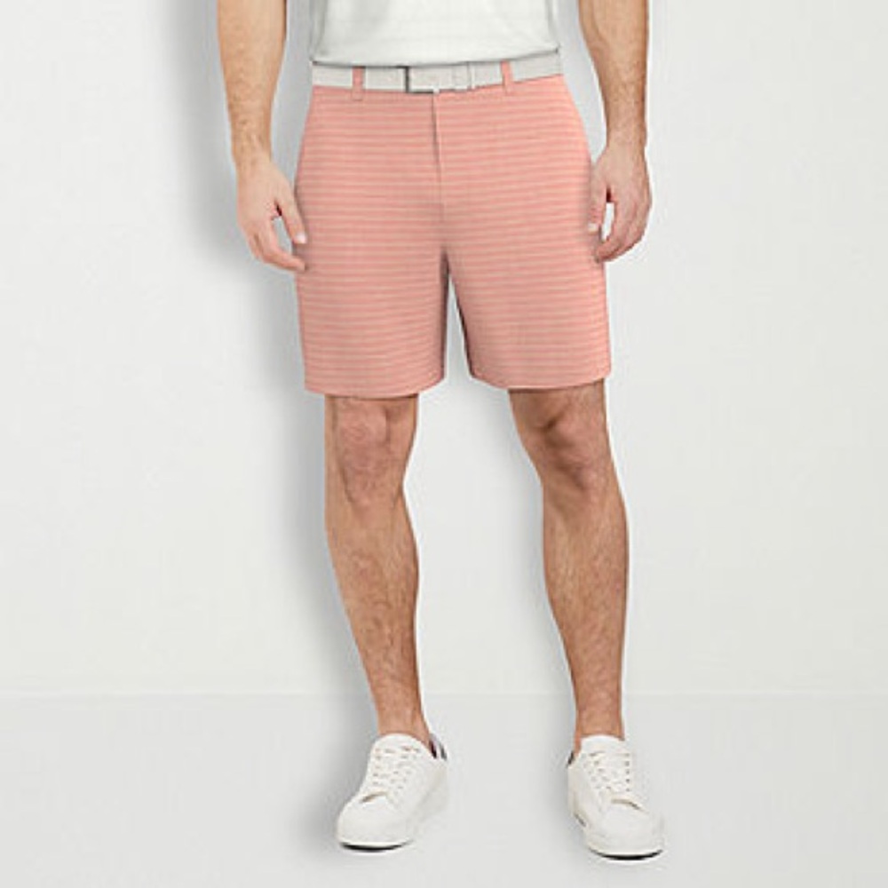 PGA Tour Performance Golf Shorts  Size 40 Salmon Plaid UPF 50 Stretch Resortwear